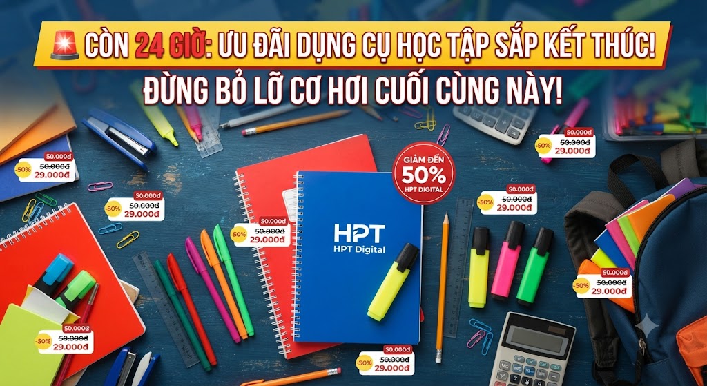 🚨 CÒN 24 GIỜ: ƯU ĐÃI DỤNG CỤ HỌC TẬP SẮP KẾT THÚC!