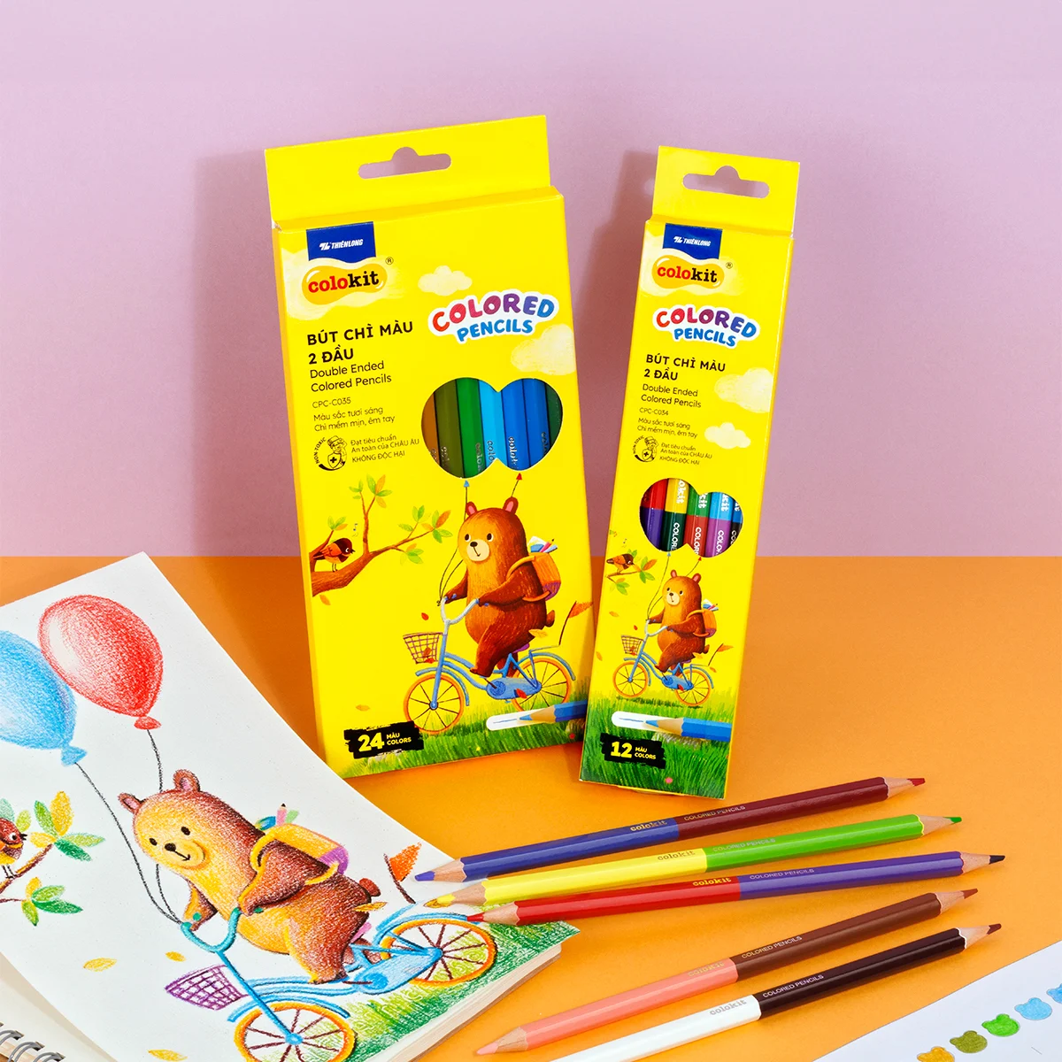 Bút chì 12/24 màu hai đầu - Double Ended Colored Pencils - TAP & CHILL Colokit